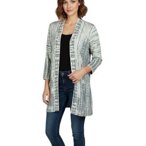 Nic + Zoe Classic Cotton Linen Blend Open Front Cardigan Medium Grey Timeless